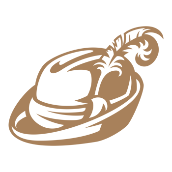 German hunting hat with feather hand drawn silhouette illustration for retro logo design png