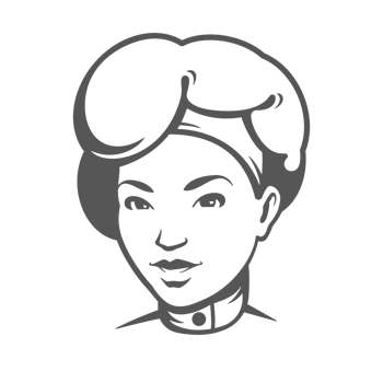 Chef woman face with hat hand drawn silhouette illustration for vintage logo design png