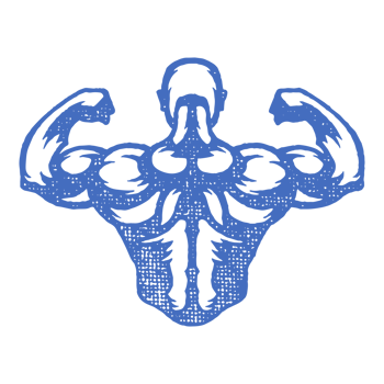 Powerful bodybuilder showing muscles silhouette hand drawn stamp vintage illustration. png