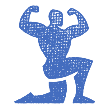 Powerful bodybuilder showing muscles silhouette hand drawn stamp vintage illustration. png