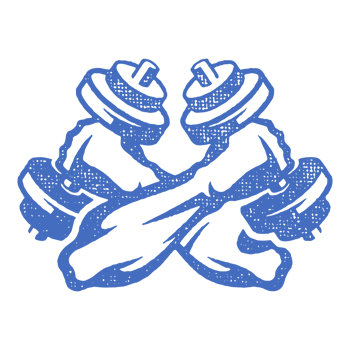 Crossed arms athlete with dumbbells silhouette hand drawn stamp vintage illustration. png