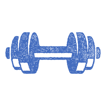 Heavy dumbbell silhouette as symbol of weightlifting training in gym hand drawn stamp vintage illustration. png