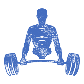 Strong bodybuilder lifting barbell silhouette hand drawn stamp vintage illustration. png