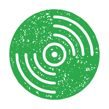 Minimalistic green retro vinyl record grunge texture illustration analogue audio disk png