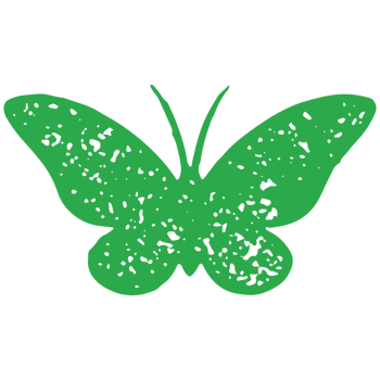 Cute hand drawn green butterfly mustache antenna minimalist logo decorative design grunge texture png