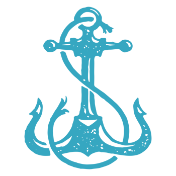 Vintage sharp nautical anchor with rope for ship safety parking blue grunge texture png