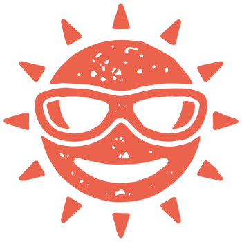 Smiling burning red sun sunglasses fashion summer decorative design logotype grunge texture png