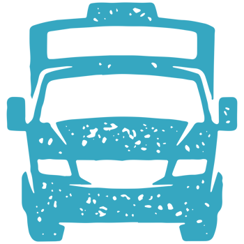 Hand drawn camper car for road trip travel adventure blue grunge texture illustration png