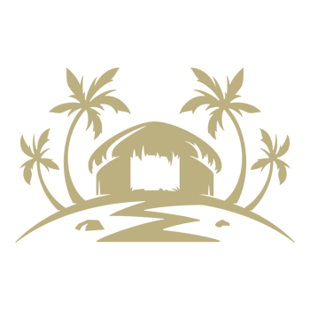 Hut on the island with palm trees png