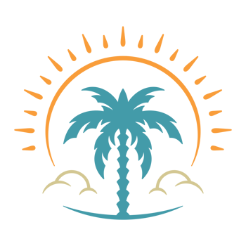 Palm tree on the background of the sun png