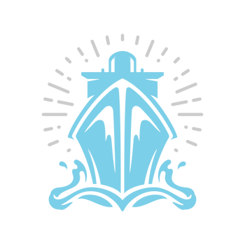 Cruise ship front view hand drawn silhouette retro illustration png