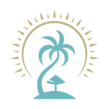 Palm trees on the island hand drawn silhouette retro illustration png