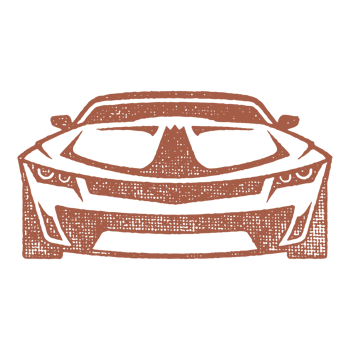 Super car silhouette hand drawn ink stamp vintage illustration. png