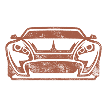 Super car silhouette hand drawn ink stamp vintage illustration. png