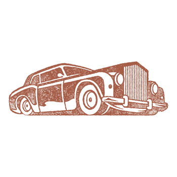 Old classic car silhouette hand drawn ink stamp vintage illustration. png
