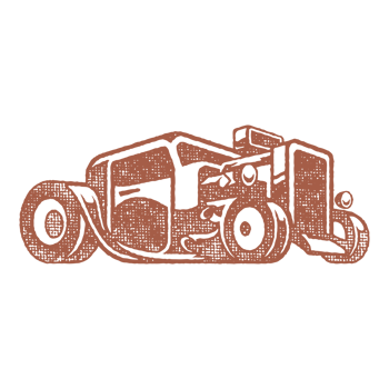 Old classic hot rod car silhouette hand drawn ink stamp vintage illustration. png