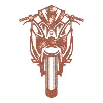 Sport superbike motorcycle silhouette front view hand drawn ink stamp vintage illustration. png
