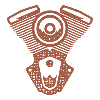 Motorcycle engine silhouette hand drawn ink stamp vintage illustration. png