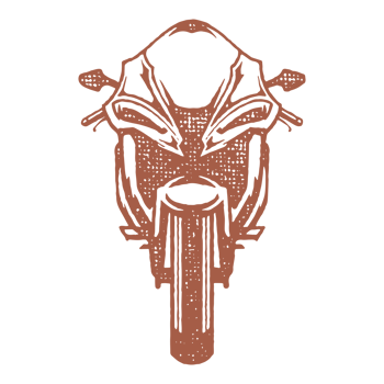 Sport superbike motorcycle silhouette front view hand drawn ink stamp vintage illustration. png