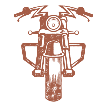 Chopper motorcycle silhouette front view hand drawn ink stamp vintage illustration. png