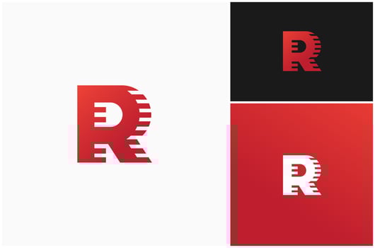 Initial Letter R Monogram Motion Geometric Shadow Effect Logo Design Illustration vector