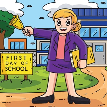 First Day of School Principal with a Bell Colored vector