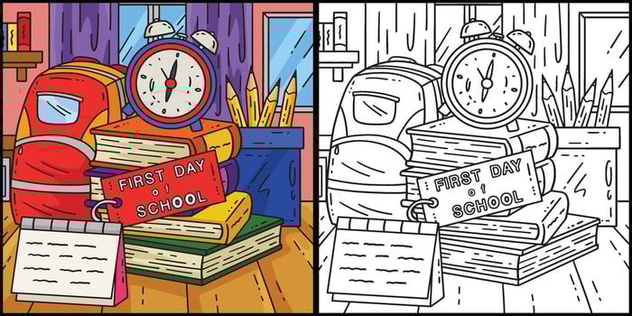 First Day of School Book Alarm Clock Illustration vector