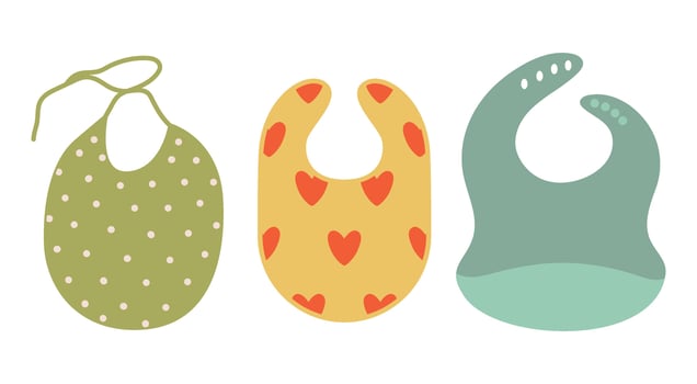 Baby bib set. Accessory for baby feeding. Isolated illustration in clip art style vector