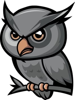 A cartoon image of a grey owl. Cute OWL logo Design owl-logo-design-vector-template vector