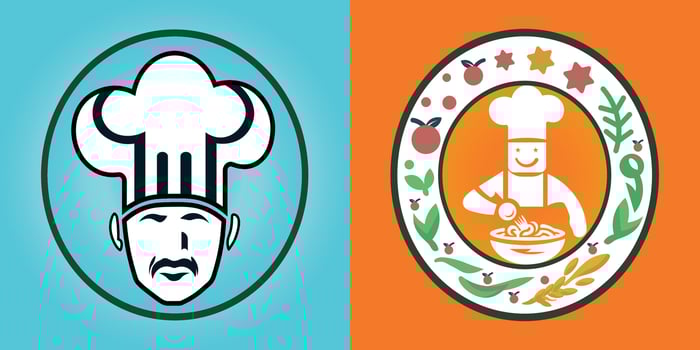 A logo for a chef's hat and a picture of a chef's hat Resturent logo design template vector