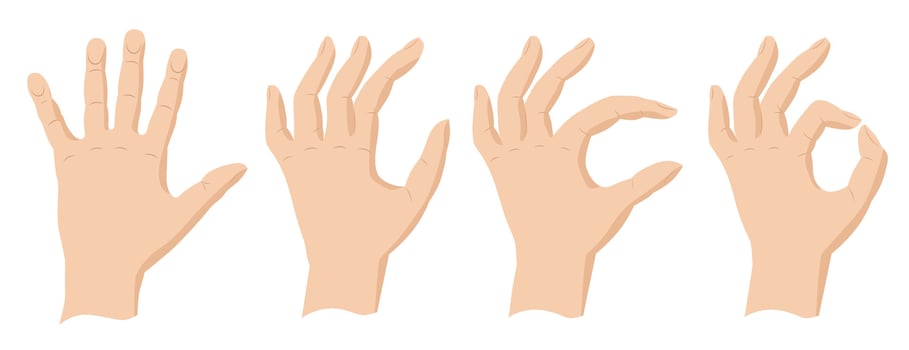Hands show the sign everything is fine. European hands. vector