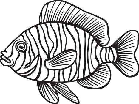 Line Artwork of zebra fish vector