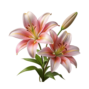 Lily flower full body shot isolated on transparent png