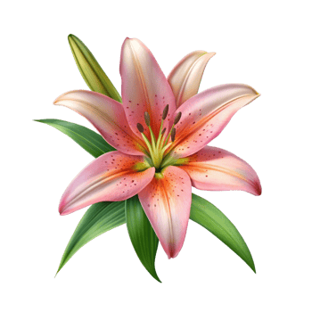 Lily flower full body shot isolated on transparent png