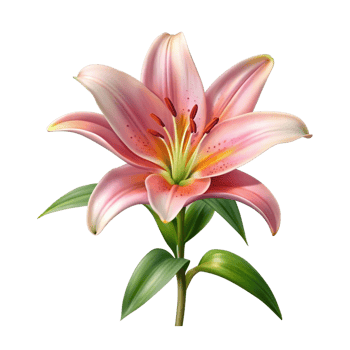 Lily flower full body shot isolated on transparent png