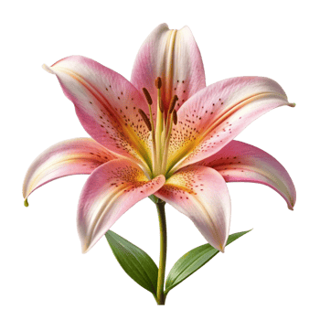 Lily flower full body shot isolated on transparent png