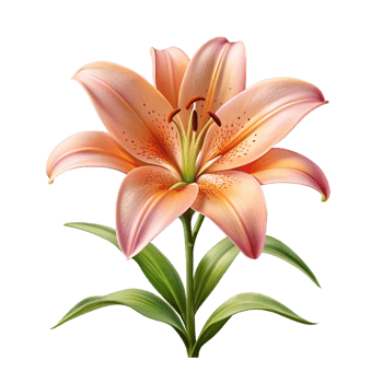 Lily flower full body shot isolated on transparent png