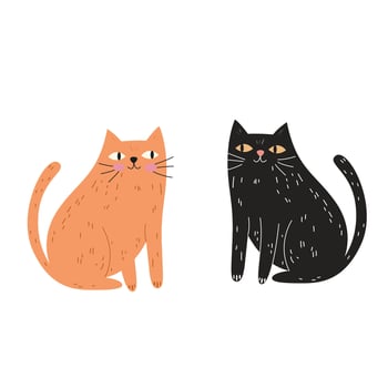 Happy international cat day characters design collection. Set of adorable pet animals. Furry human friends home animals. Flat illustration. Cat stickers vector