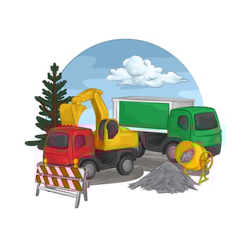 Illustration of construction truck vector