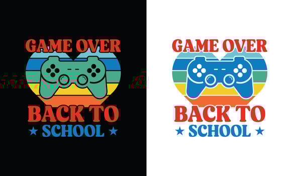 Game over back to school typography t shirt design print ready vector