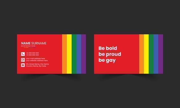 Pride Business Card Templates. Lesbian, gay, lgbt visiting card print ready double sided design vector