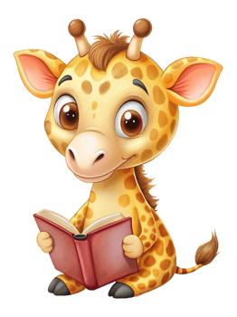 Cute Giraffe Read A Book Concept png