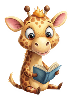 Cute Giraffe Read A Book Graphic png