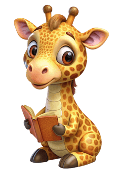 Cute Giraffe Animal Read A Book 3d Asset png