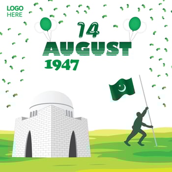 happy Pakistan independence day 14 august poster illustration. vector