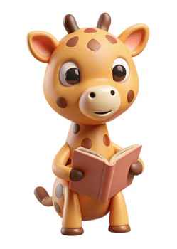 Cute Giraffe Read A Book 3d Concept png
