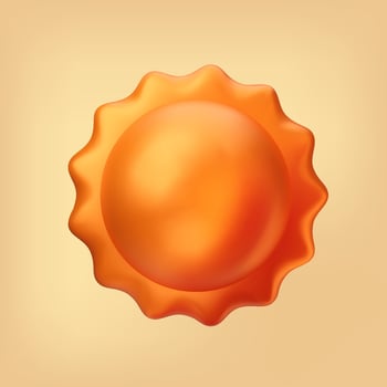 3D orange sun icon. Isolated illustration for weather, forecast, heat warning vector