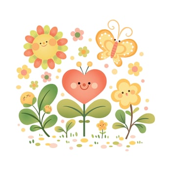Illustration of cartoon illustration of beautiful flowers vector