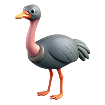 Cartoon ostrich bird illustration isolated on the transparent background png