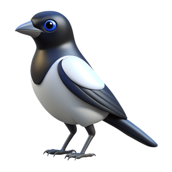 Cartoon magpie bird illustration isolated on the transparent background png